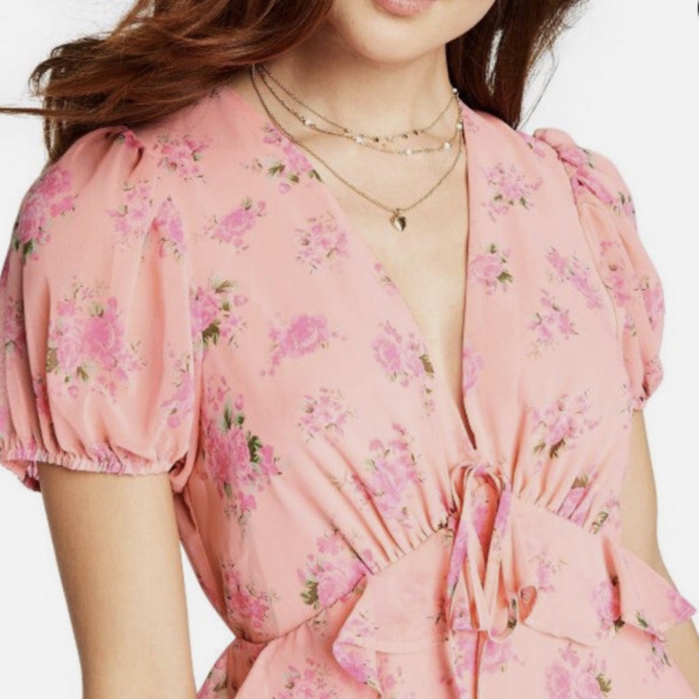 NWT Love Shack Fancy  Fleur Pink Floral Dress Women's Size 4 - Picture 6 of 16